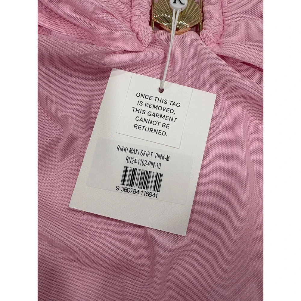 Runaway The Label NWT Rikki Maxi Skirt Pink Mesh Shell Beach Resortwear Medium